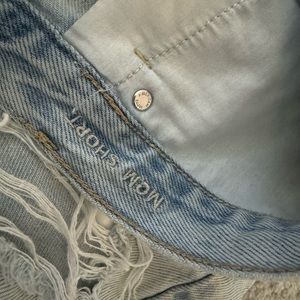 American Eagle light blue light wash distressed Mom shorts